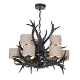 David Hunt Lighting Antler 9 Light Tiered Chandelier Black