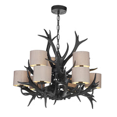 David Hunt Lighting Antler 9 Light Tiered Chandelier Black