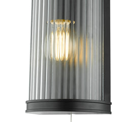Anund Bathroom Wall Light Matt Black Ribbed Glass IP44