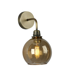 David Hunt Lighting Apollo Wall Light Antique Brass Amber Glass