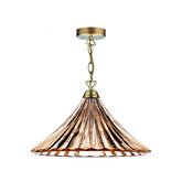 Ardeche 1 Light Large Pendant Amber Glass & Antique Brass