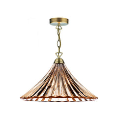 Ardeche 1 Light Large Pendant Amber Glass & Antique Brass