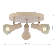 Arnel 3 Light Plate Spotlight Satin Taupe