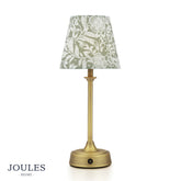 Joules Apsley Rechargeable Table Lamp Matt Antique Brass With Green Shade LED