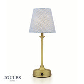 Joules Apsley Rechargeable Table Lamp Matt Antique Brass With Blue Shade LED