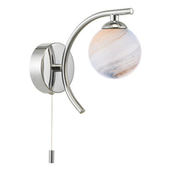 Atiya Wall Light Polished Chrome With Planet Style Glass