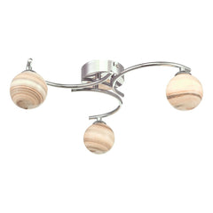 Atiya 3 Light Semi Flush Ceiling Light Chrome With Planet Style Glass Dar Lighting