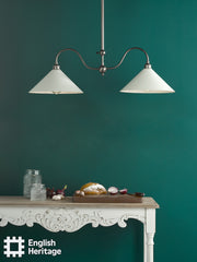 English Heritage Audley End 2 Light Bar Pendant Bronze and Cream