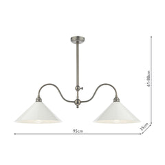 English Heritage Audley End 2 Light Bar Pendant Bronze and Cream