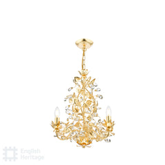 English Heritage Audley End 3 Light Chandelier Gold Leaf