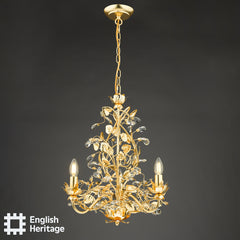 English Heritage Audley End 3 Light Chandelier Gold Leaf