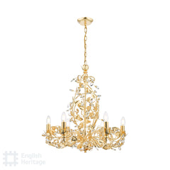 English Heritage Audley End 6 Light Pendant Gold Leaf