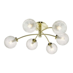 Avari 6 Light Semi-Flush Satin Brass and Frosted Glass