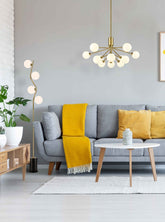 Franklite, Cosmic 12 Light Pendant In Antique Gold With Matt Opal Glass