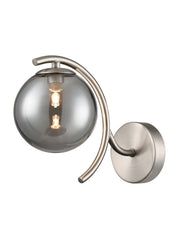 Atlas 1lt wall light satin nickel with smoked glass