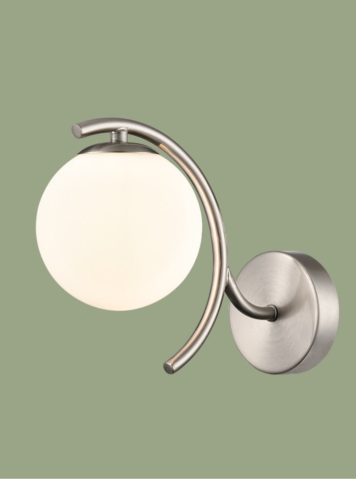 Atlas 1lt wall light satin nickel with opal glass