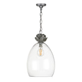 Belvedere Single Glass Pendant Pewter