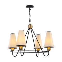 Bergen 4 Light Pendant Black and Butter Brass with Tall Shades