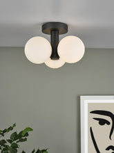 Blake Bathroom 3 Light Semi Flush Matt Black Opal Glass