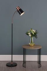 Bond Task Floor Lamp Matt Black and Polished Copper
