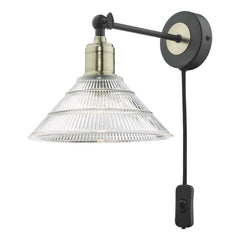 Boyd Antique Brass and Matt Black Plug in Wall Light