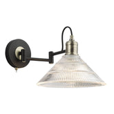 Boyd Antique Brass and Matt Black Swing Arm Wall Light