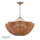 Joules Braywick 3 Light Pendant Satin Bronze and Rattan shade
