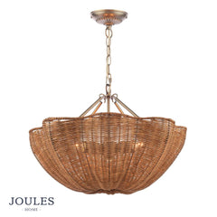 Joules Braywick 3 Light Pendant Satin Bronze and Rattan shade