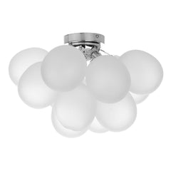 Bubbles 4 Light Flush Polished Chrome Frosted Glass