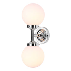 David Hunt Lighting Buckley Double Wall Light, Polished Chrome, IP44 Rated