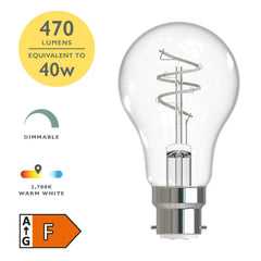 (Pack of 6) LED BC/B22 GLS Light Bulb 5w 470lm 2700k
