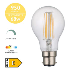 INDIVIDUAL B22 LED DIMM GLS LAMP 8W 950LM CLEAR