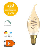 (Pack of 6) LED SES/E14 Candle Light Bulb (Lamp) 4.6w 470lm 2200k Flame Tip