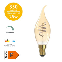 (Pack of 6) LED SES/E14 Candle Light Bulb (Lamp) 4.6w 470lm 2200k Flame Tip