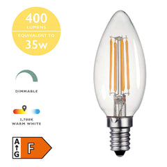 INDIVIDUAL E14 DIM 4W 400LM C35 CANDLE LAMP CLE