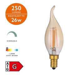 INDIVIDUAL E14 LED DIM VINT CNDL TIP LAMP 4W 250