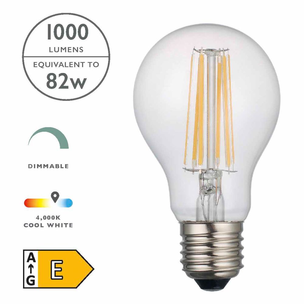Single Clear GLS LED Bulb E27 8w Dimmable 4000k