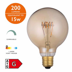 5 Pack Vintage Globe LED E27 Bulb 4w 200LM
