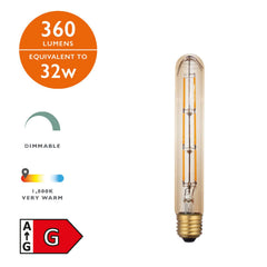 (SOLD AS 5PK)E27 LED DIM VINT MED TUBE LAMP 6W 360