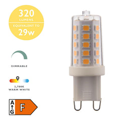 INDIVIDUAL G9 LED LAMP DIM 3.5W 320LM 2700K CL