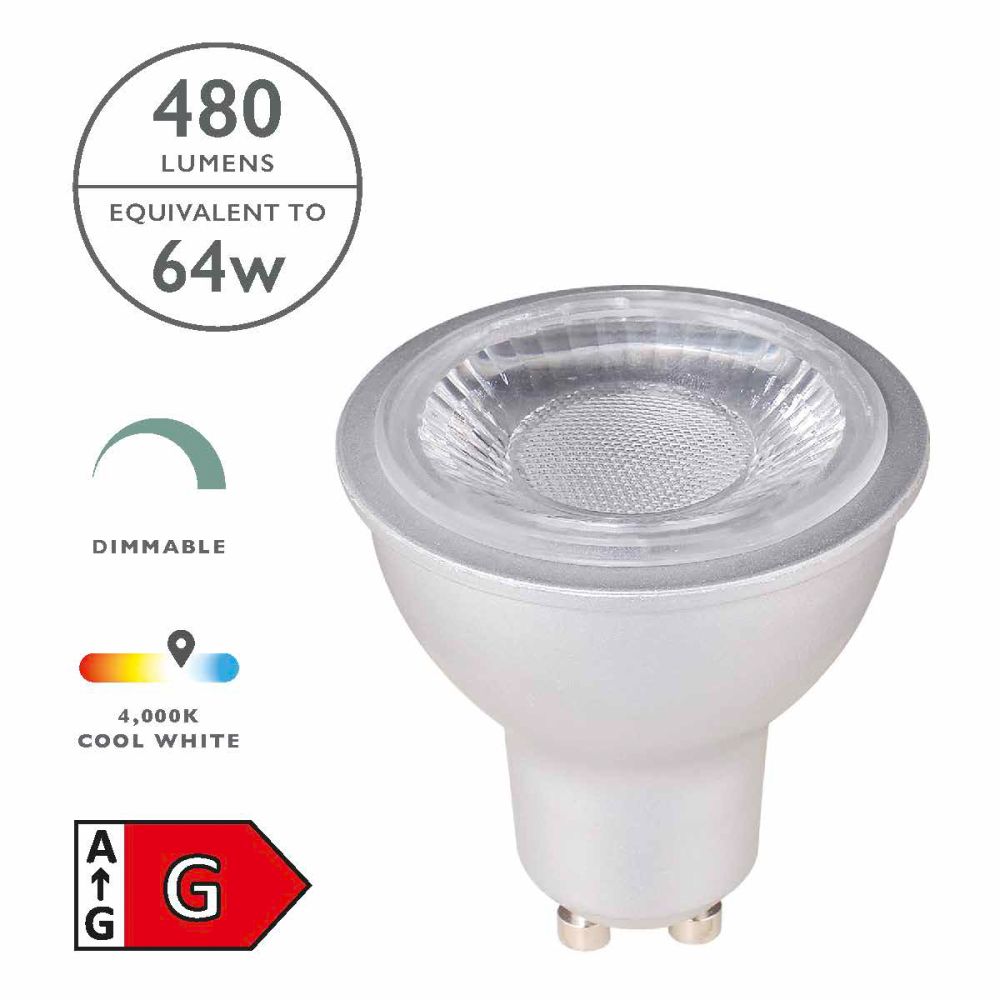 Single GU10 Light Bulb LED 7W 480LM 4000K