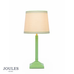 Joules Buscot Table Lamp Matt Green and Matt Antique Brass With Stripe Shade