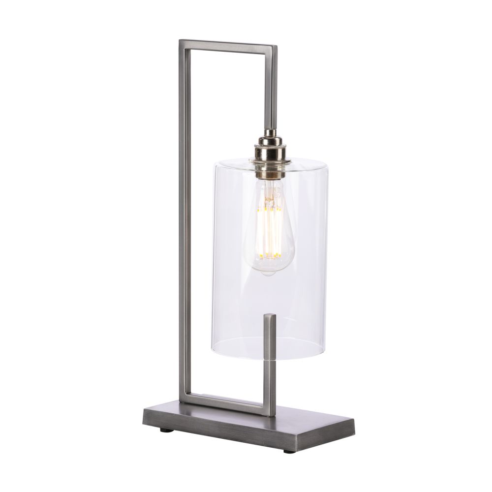 Bushwick Table Lamp In Antique Silver With Glass
