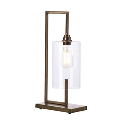 Bushwick Table Lamp In Antique Brass With Glass
