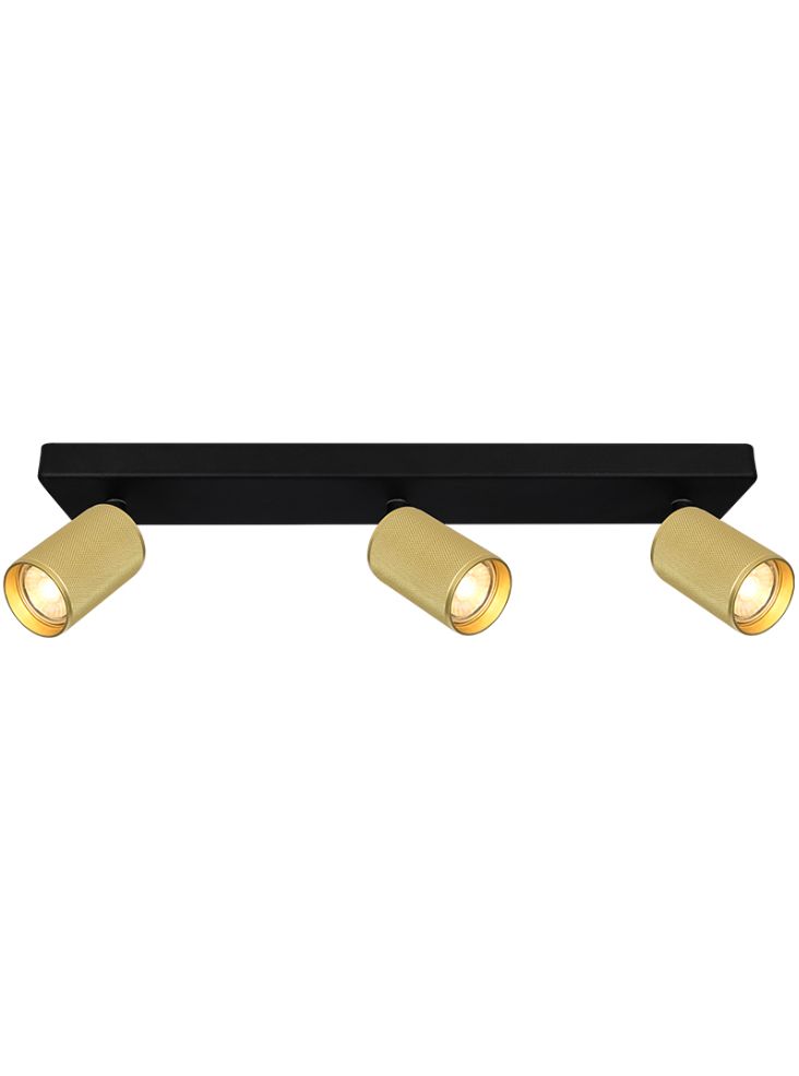 Broadway 3lt Spotlight Matt Black with Brass Sleeve