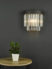 Celeus 2 Light Wall Light Anthracite & Crystal dar Lighting