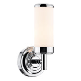 Century Bathroom Wall Light Polished Chrome Opal Glass IP44