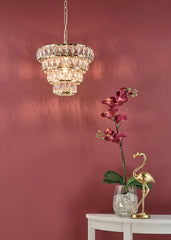 Cerys 1 Light 4 Tier Pendant Crystal & Gold