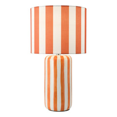 Cicada Table Lamp Orange Ceramic and Polished Chrome With Shade
