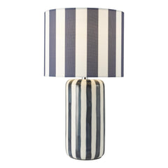 Cicada Table Lamp Blue Ceramic and Polished Chrome With Shade